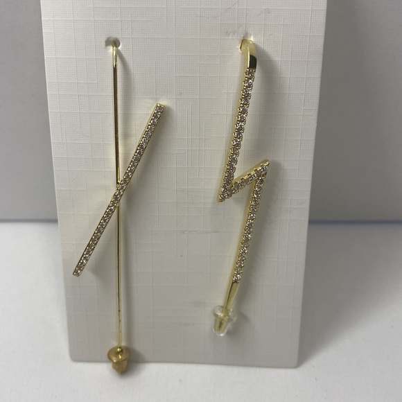 Set of 2 crawler hook earrings Minimalist Gold Ear Climber/ thunder ⚡️ - Picture 3 of 4